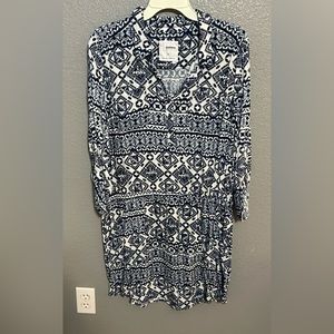 Sonoma Large Blue Patterned Short Shirtdress or Long Shirt